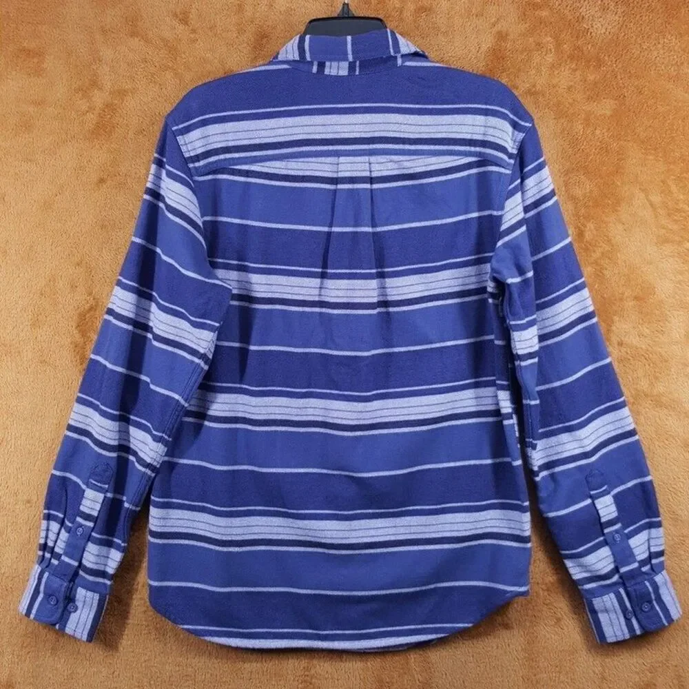 THE NORTH FACE Shirt Mens Small Blue Stripe Button Up Flannel ARROYO $90
